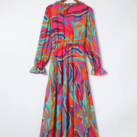 MULTICOLOR Ruffle Women's Tiered Maxi Dress - Picture 3 of 3